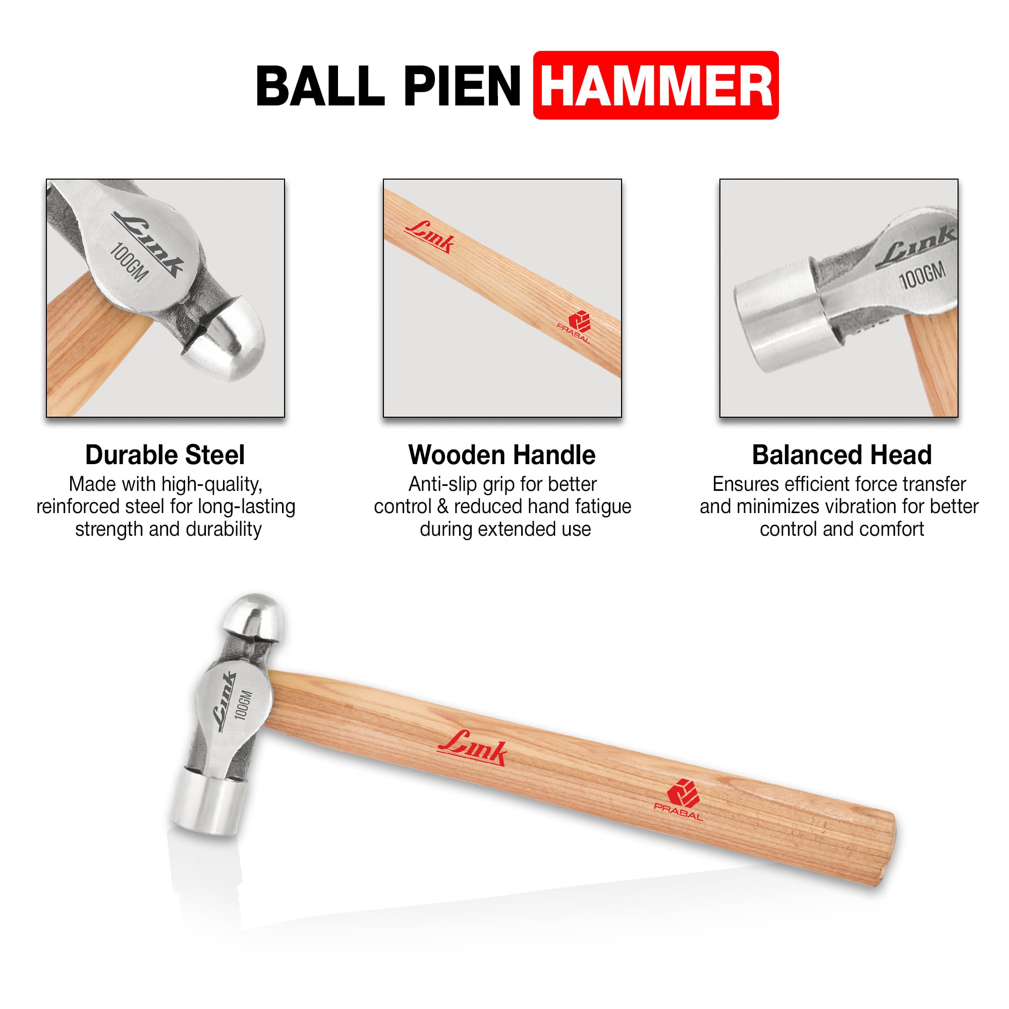 Link Prabal Hammer (Ball Pein Hammer, 100GM) : Amazon.in: Home